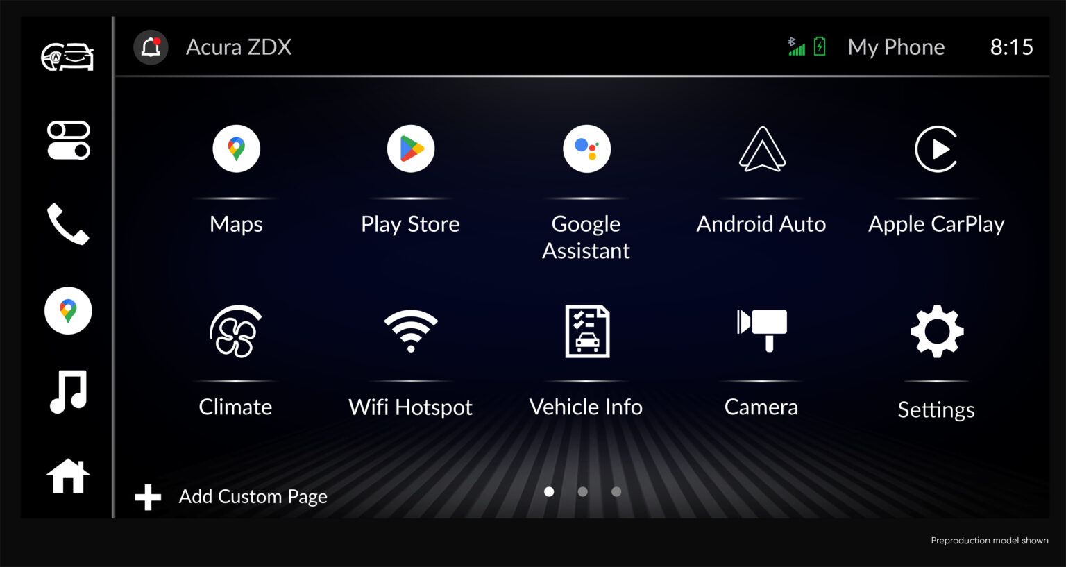Acura ZDX In-Car Connectivity Screen